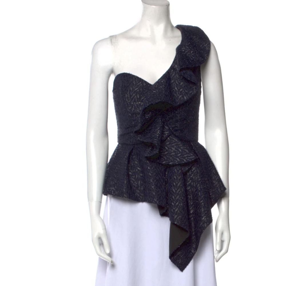 Self portrait blue one shoulder top US 2